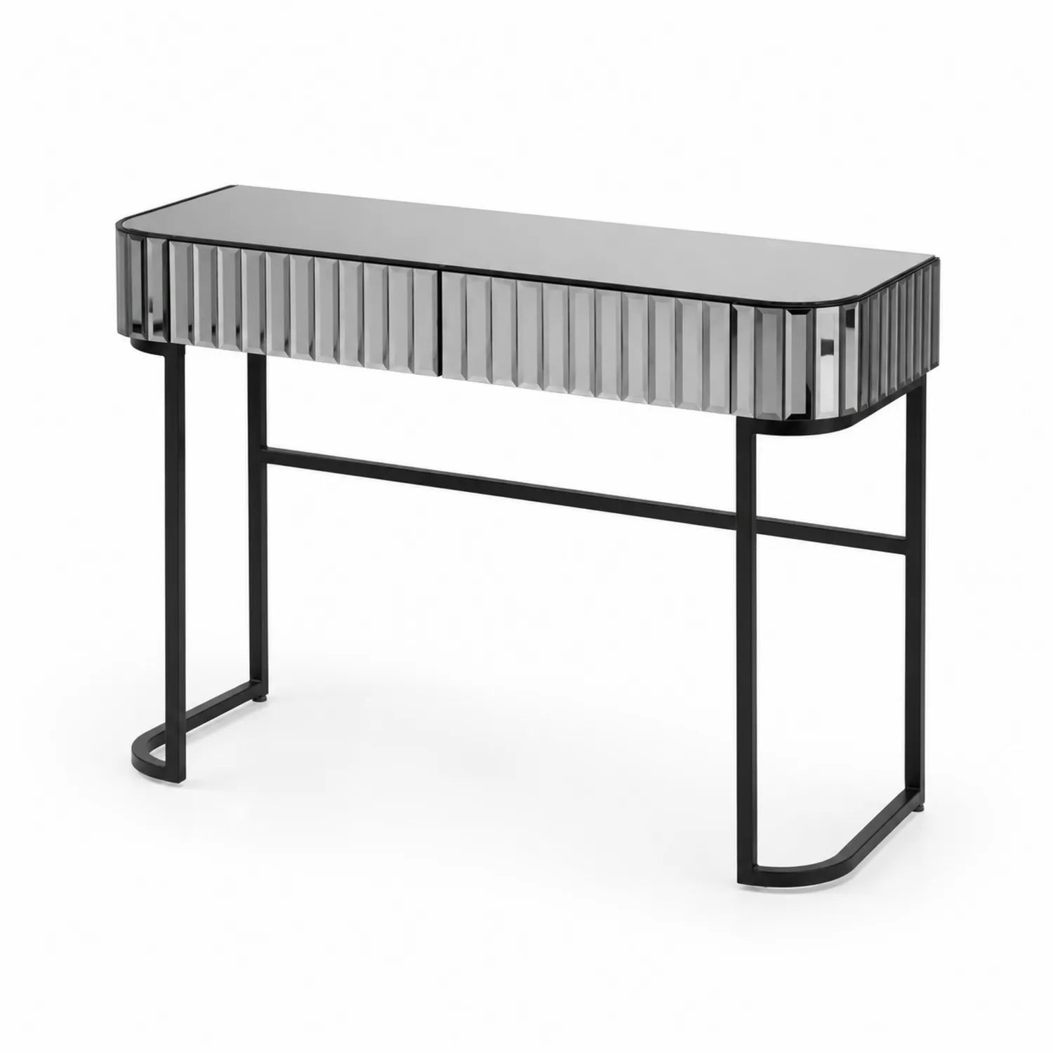 Console en Verre Trempé Noir et Métal 120x40x80 cm