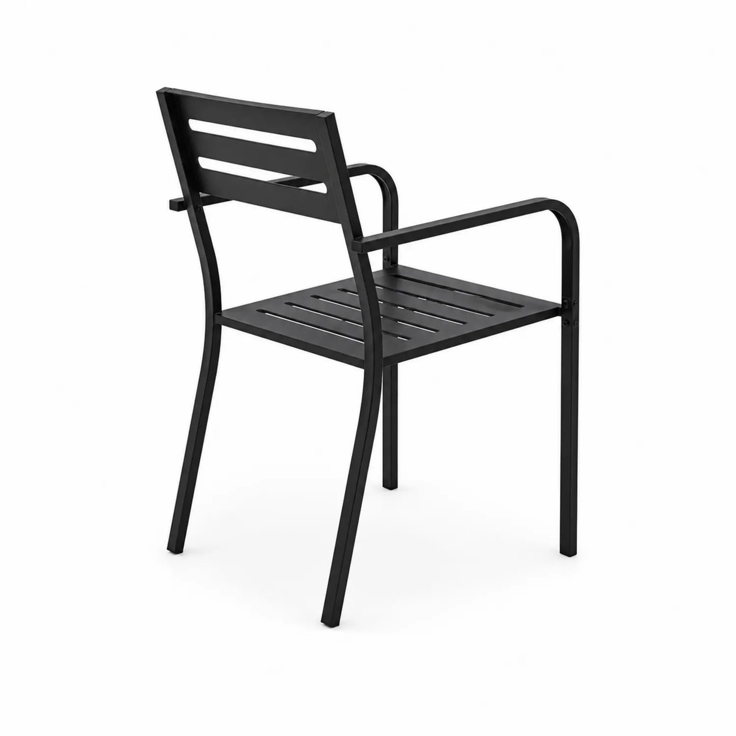 Chaise en acier noire empilable extérieure 84 cm x 56 cm x 54 cm