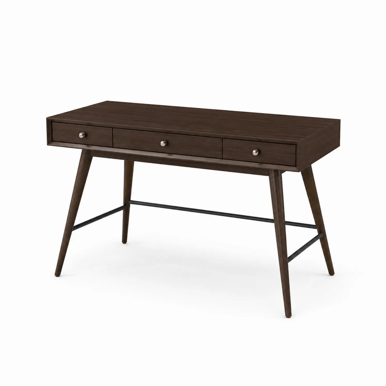 Bureau en bois et métal avec tiroirs Marron 120x60x75 cm
