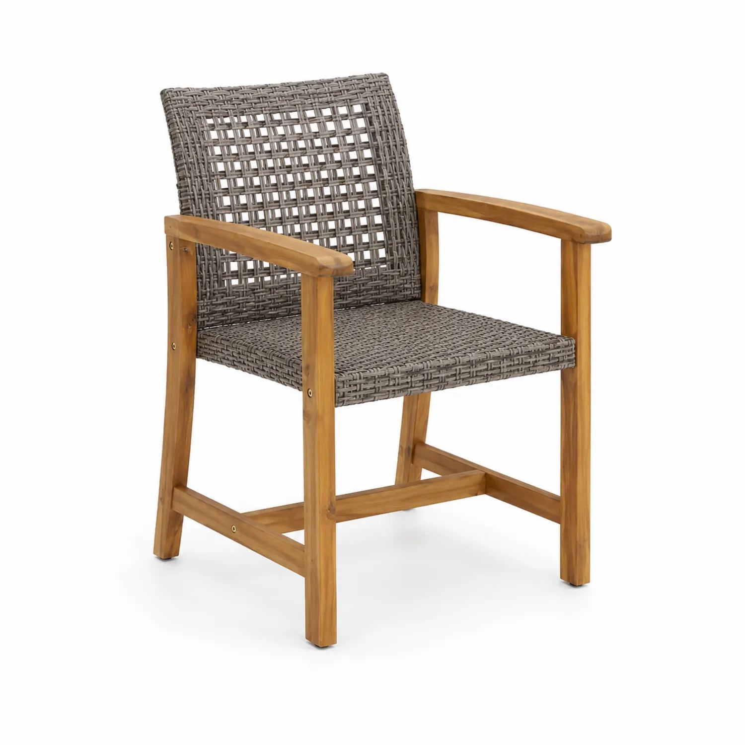 Chaise en rotin synthétique et teck d'extérieur