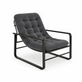 Chaise en métal noir et tissu gris