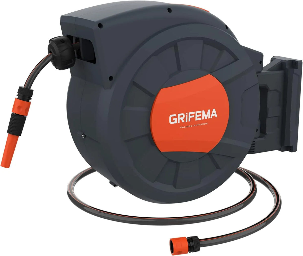GRIFEMA G301-35 Enrouleur de tuyau d'arrosage et d¨¦vidoir mural, montage mural, 35m, 2m, pour l'arrosage du jardin