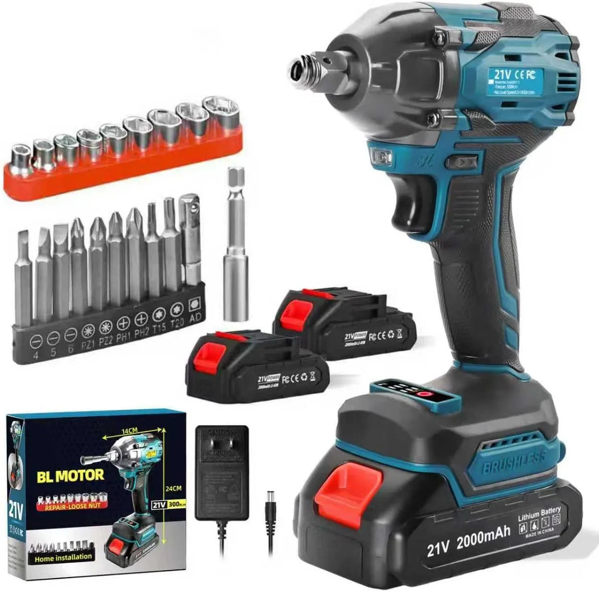 Cl¨¦ ¨¤ chocs sans fil 500 N.m ¨C moteur sans balais, 21 V, 2,0 Ah