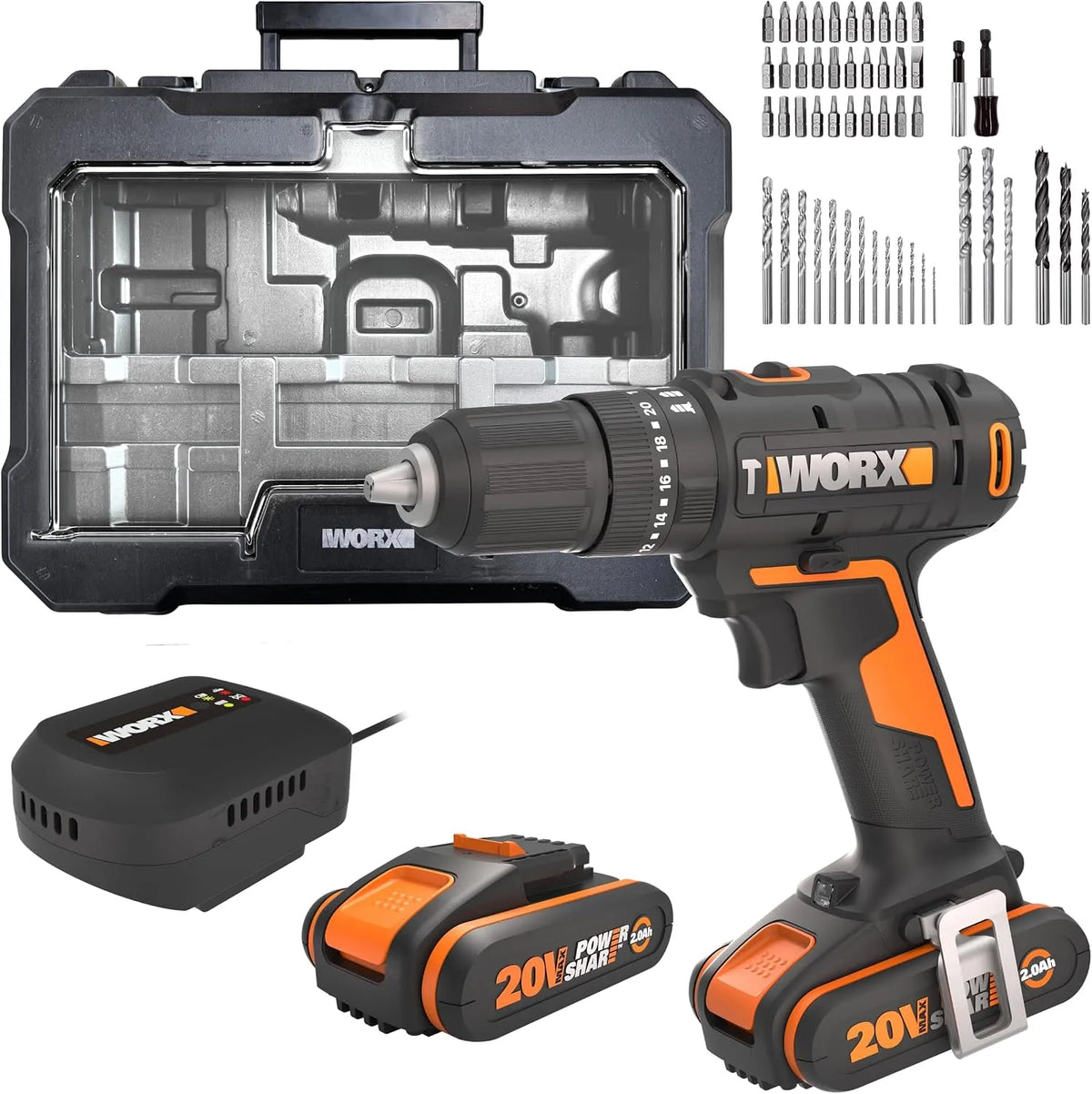 WORX WX370 Perceuse ¨¤ percussion pour le per?age de ma?onnerie et les travaux de montage, WX370.2, sans fil, 20V