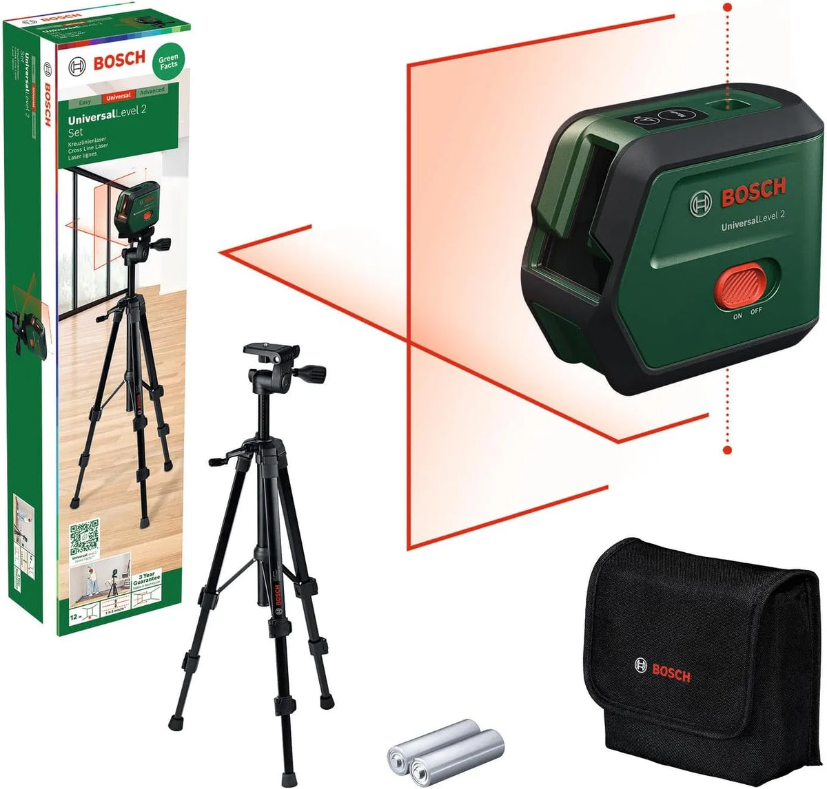 Bosch Laser lignes UniversalLevel 2 de avec tr¨¦pied croix laser avec: commande via application