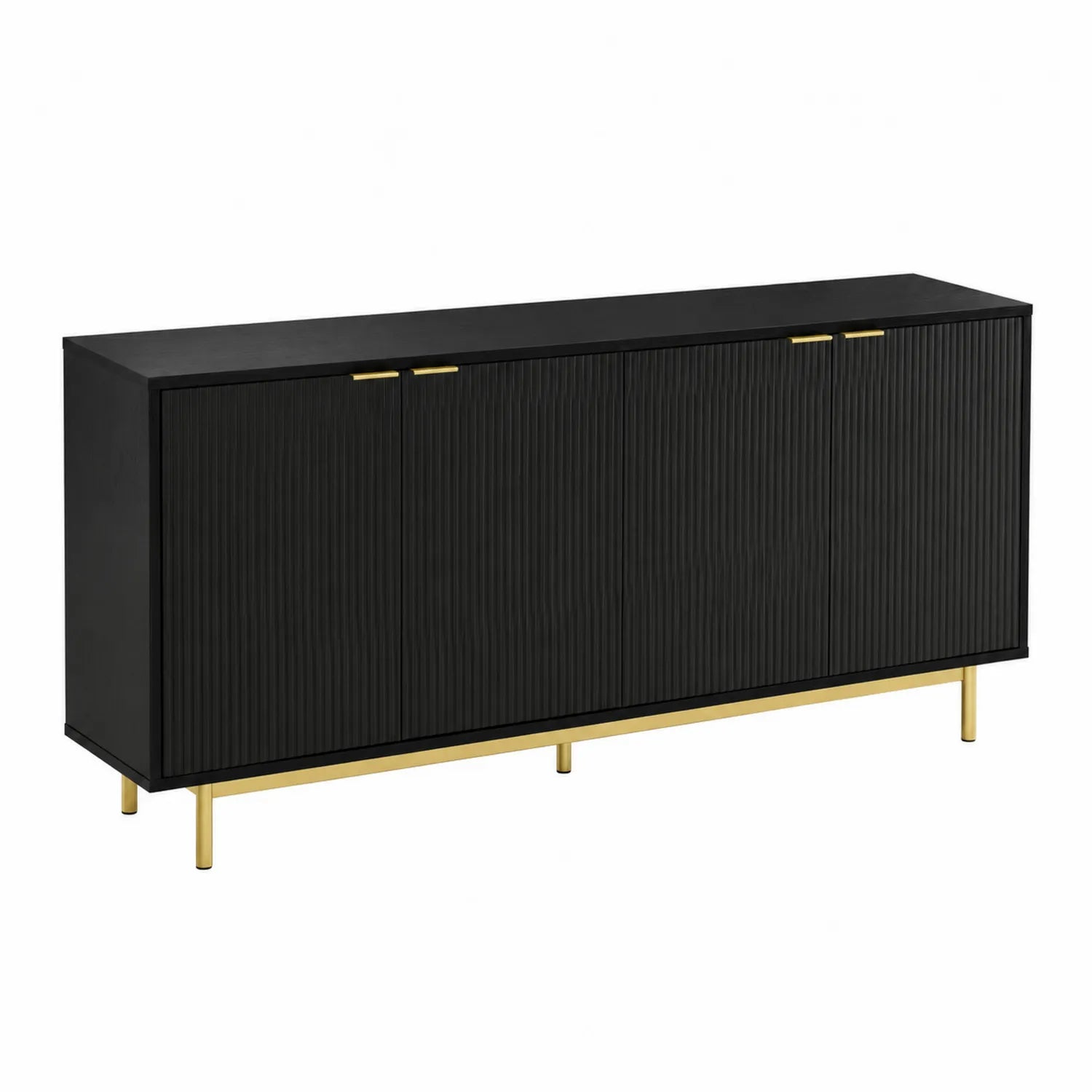 Buffet quatre portes en bois et métal Noir et Doré