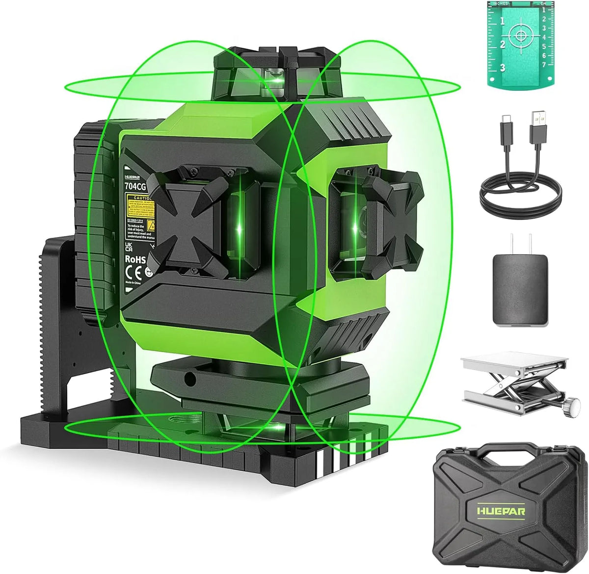 Niveau laser et laser lignes crois¨¦es: technologie 3D/4D, pivotant, pour l'entretien automobile, vert