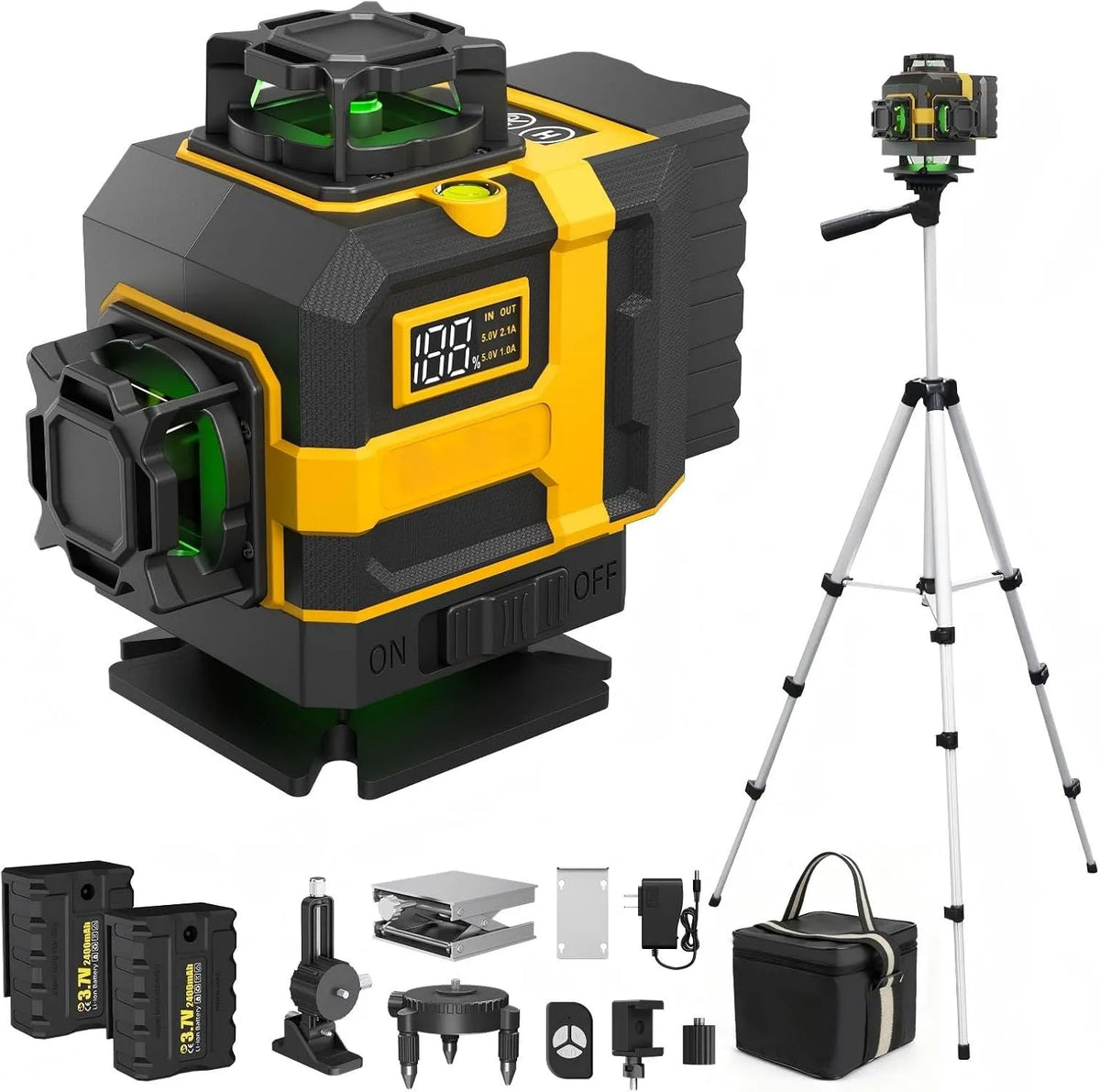 Niveau laser et laser lignes crois¨¦es ¨C auto-nivelant, technologie 3D/4D, pivotant, rechargeable, pour l'entretien automobile