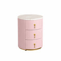 Table de chevet ronde en bois, marbre et métal, Rose