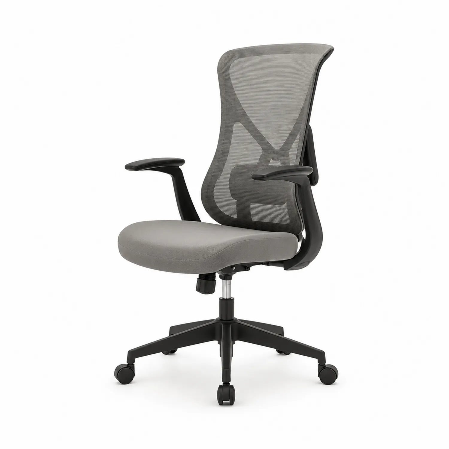 Chaise de bureau en maille et tissu gris