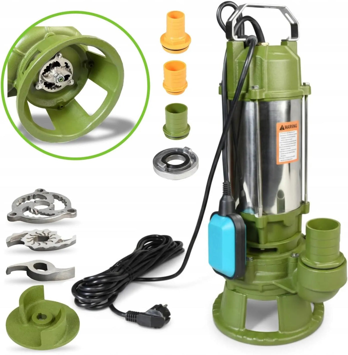 Pompe submersible pour eaux charg¨¦es et pompe de drainage, 600 l/h, 1500 W, avec flotteur, 15 m