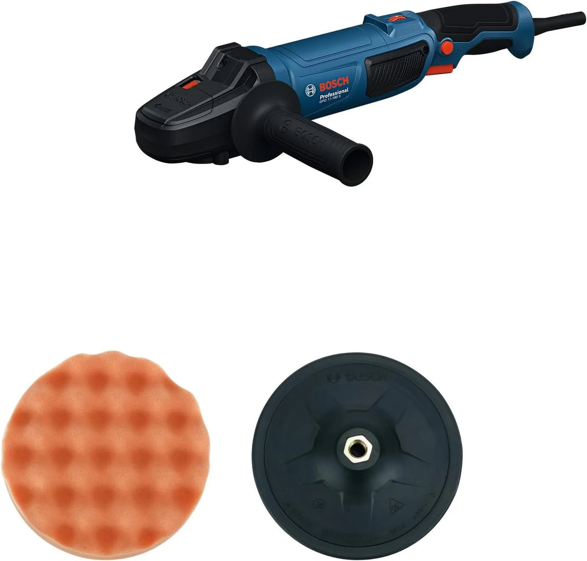 Bosch GPO 11 Polisseuse ¨¦lectrique et machine ¨¤ polir ¨C avec poign¨¦e, usage professionnel, 180 mm