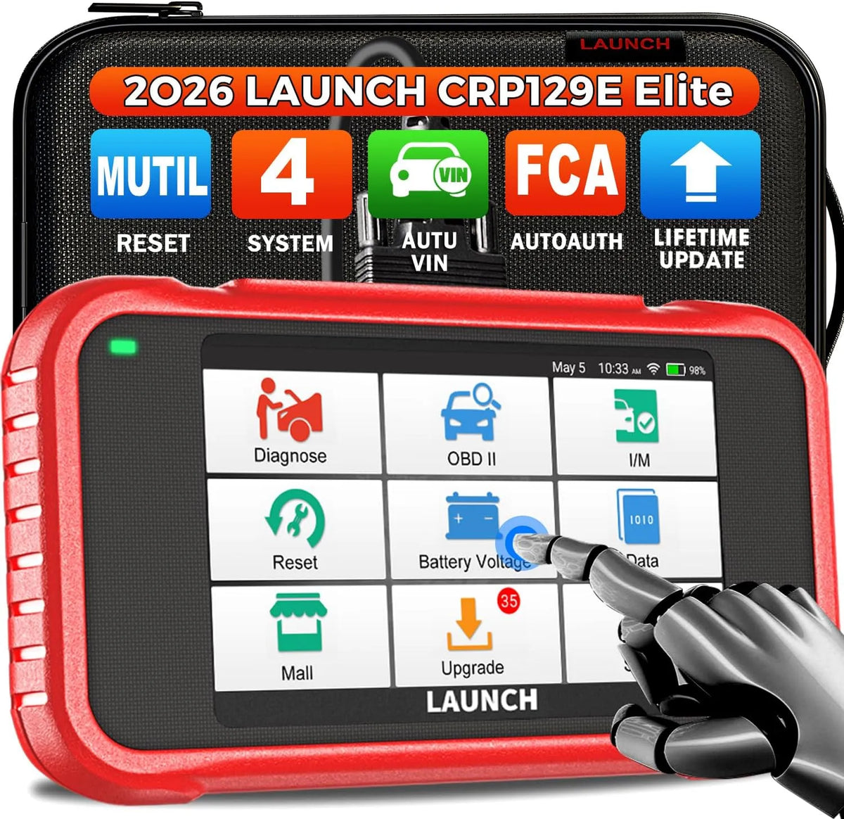 LAUNCH CRP129E V3.0 Elite Valise Diagnostic Auto-4 syst¨¨mes et aBS/SRS/Moteur/TCM ¨C12 r¨¦initialisations: connexion Wi-Fi, pour l'entretien automobile