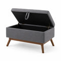 Banc de rangement en tissu avec pieds en bois Gris