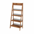 Étagère en bois acacia 4 niveaux avec barres métalliques noires