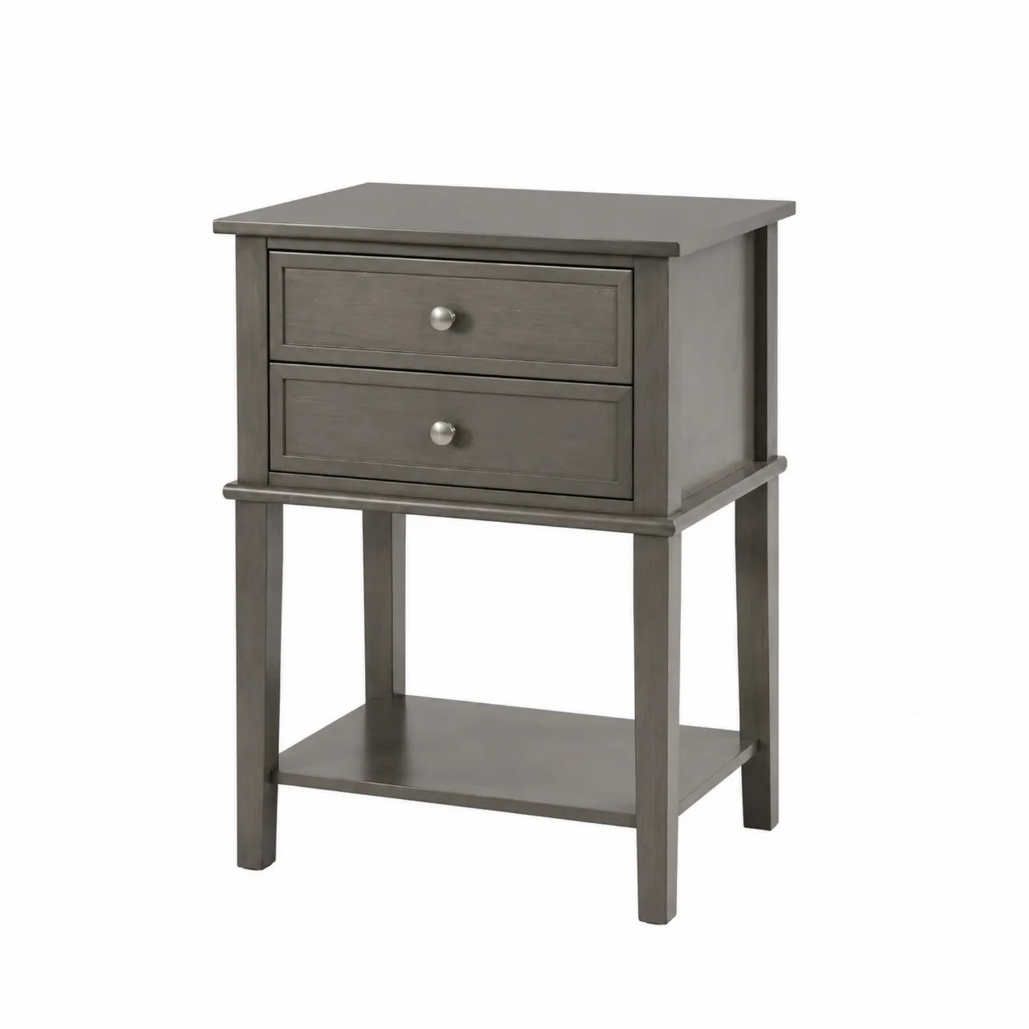 Table de chevet en bois avec 2 tiroirs Gris