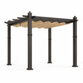 Pergola en aluminium avec toit en polyester réglable Noir/Beige 300x300x230 cm