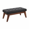 Banc en cuir PU noir avec pieds en bois