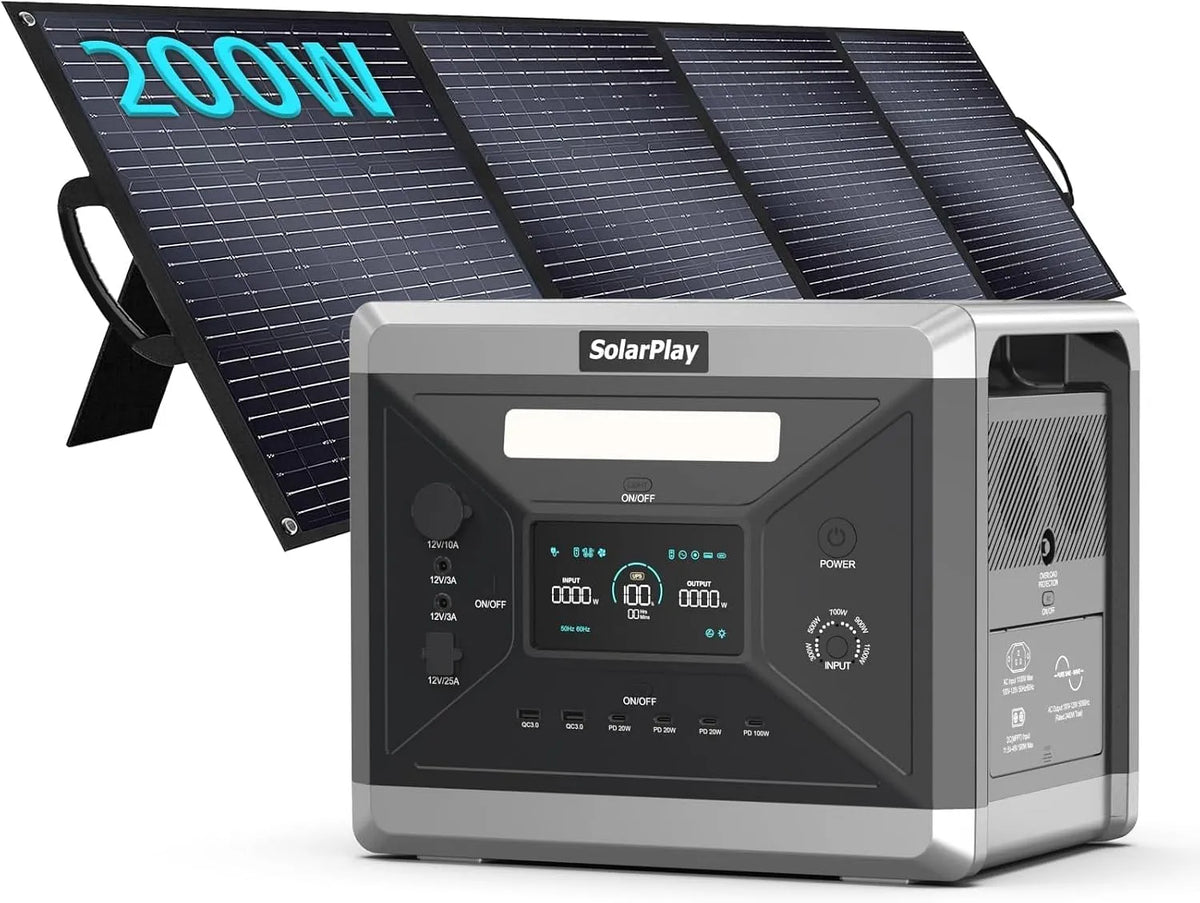 SolarPlay Q2501 Station ¨¦lectrique portable et g¨¦n¨¦rateur solaire, 2160 Wh, 200 W, 2400 W, 230 V, alimentation solaire, pour camping et camping-car