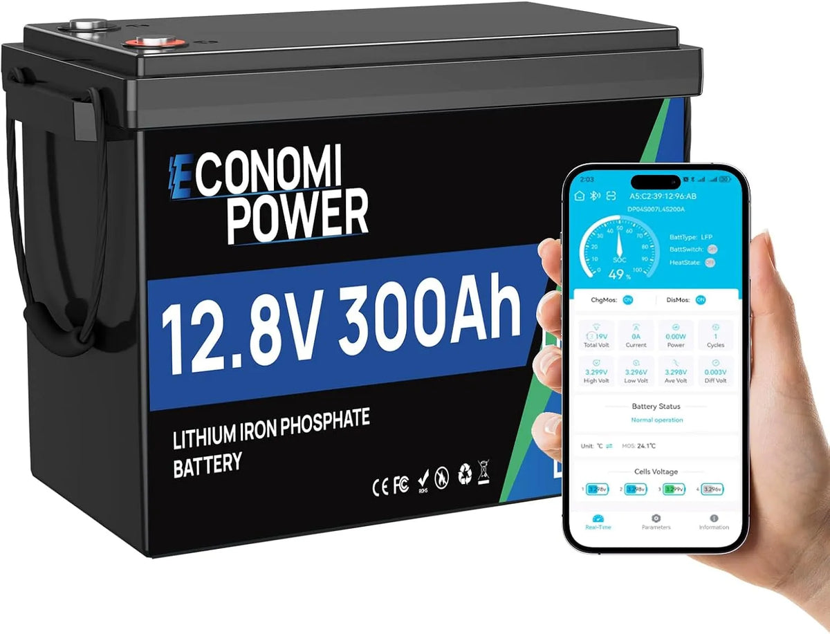 Batterie lithium LiFePO4 et batterie solaire ¨¤ d¨¦charge profonde, 300ah, alimentation solaire, avec BMS, 3840Wh, 12v, 200A