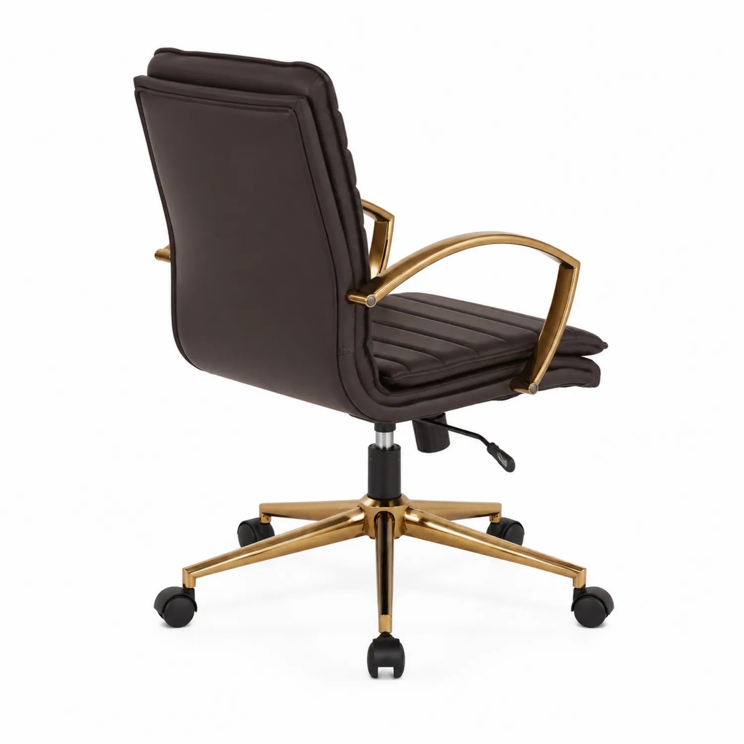 Chaise de bureau en cuir synthétique avec base métallique dorée