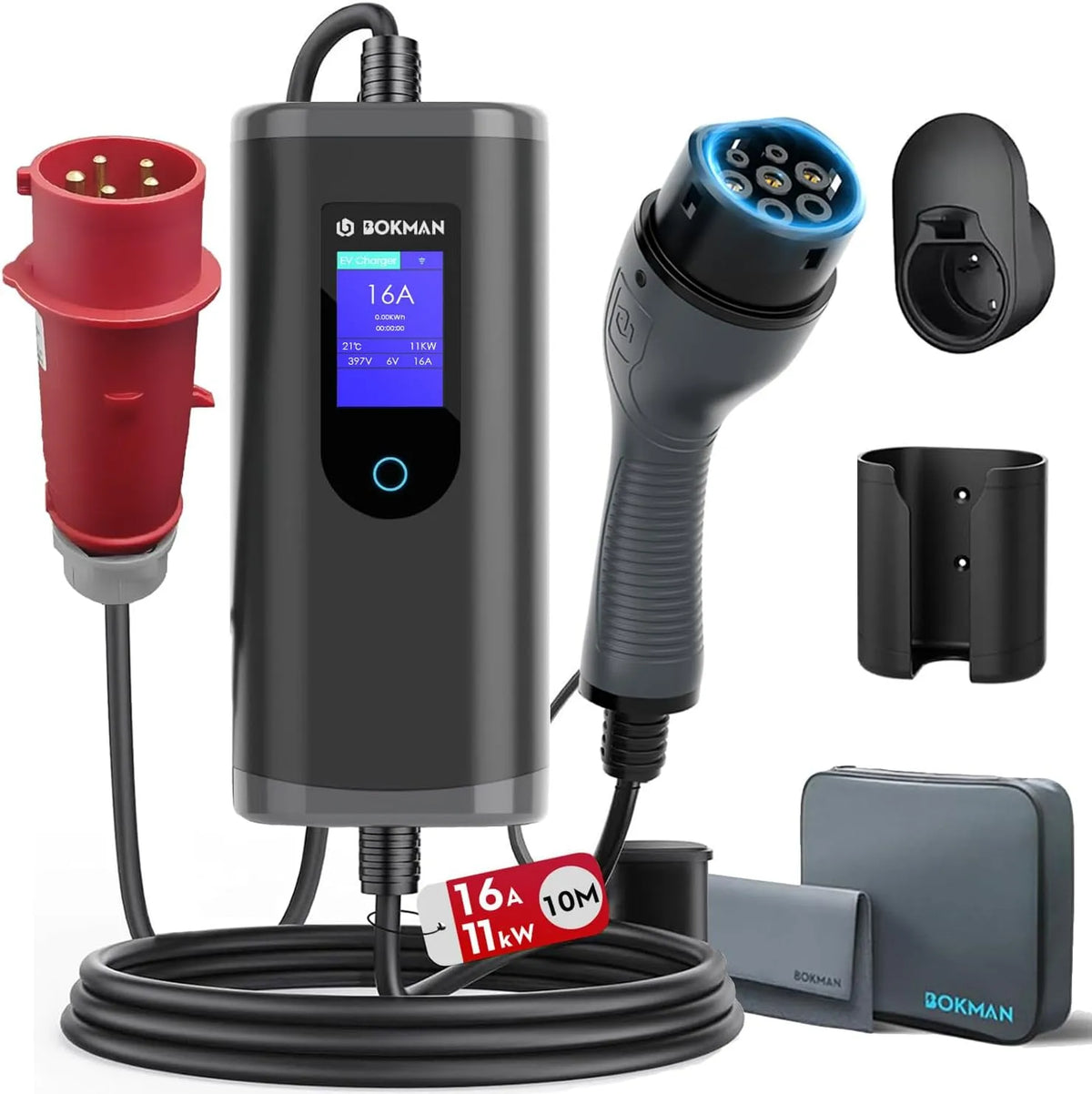 Borne de recharge pour voiture ¨¦lectrique et chargeur EV mobile, Type 2, 16A, pour v¨¦hicule et alimentation mobile