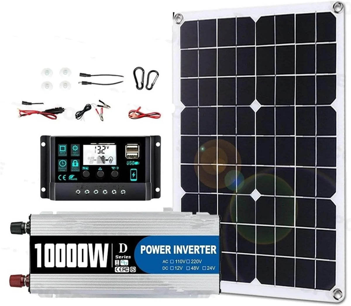 Station ¨¦lectrique portable et g¨¦n¨¦rateur solaire, 10000W, 500W, pour camping et camping-car, alimentation solaire, 12V, 220V