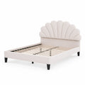 Lit en Bois et Tissu Beige 200x160 cm