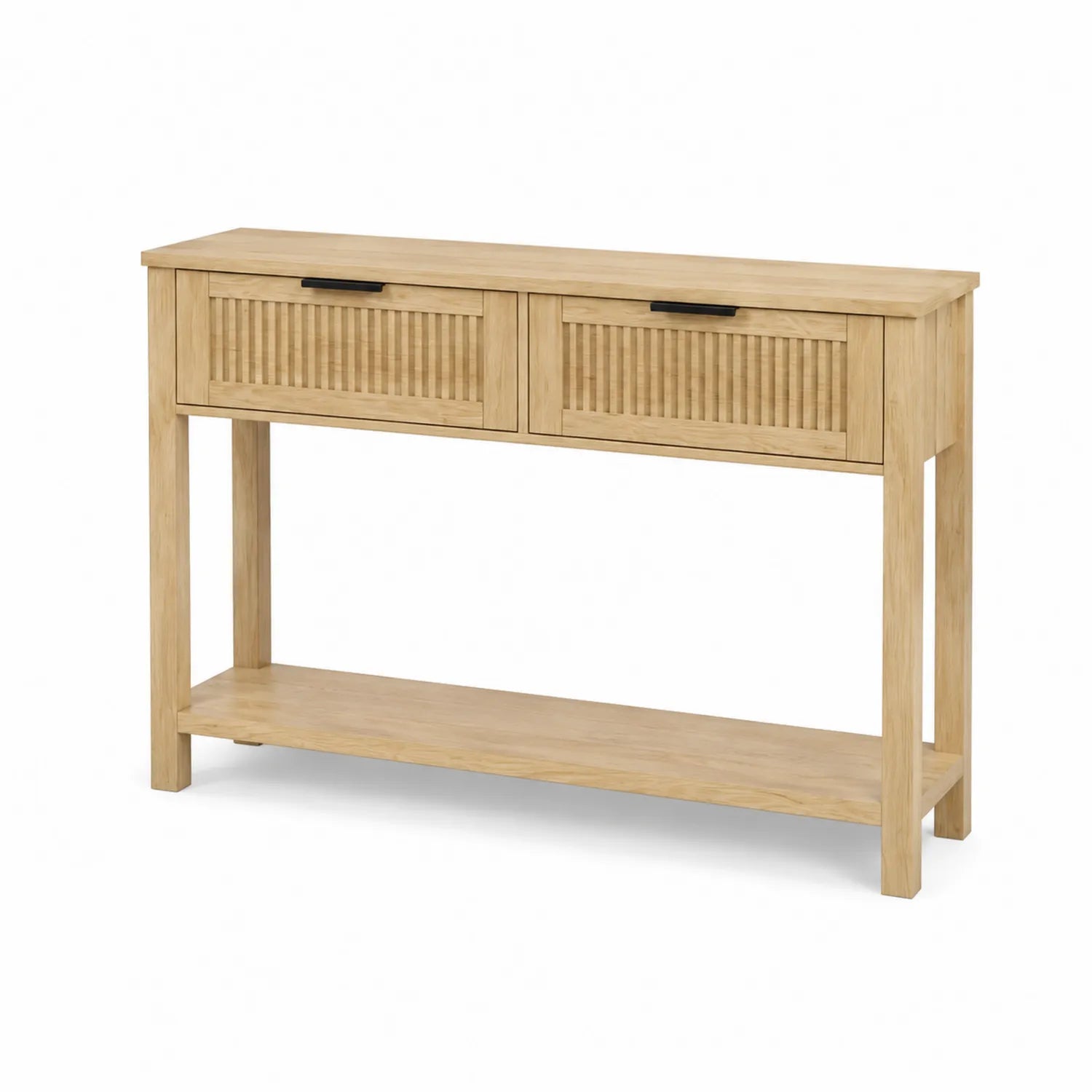 Console en bois avec 2 tiroirs et étagère 120cm