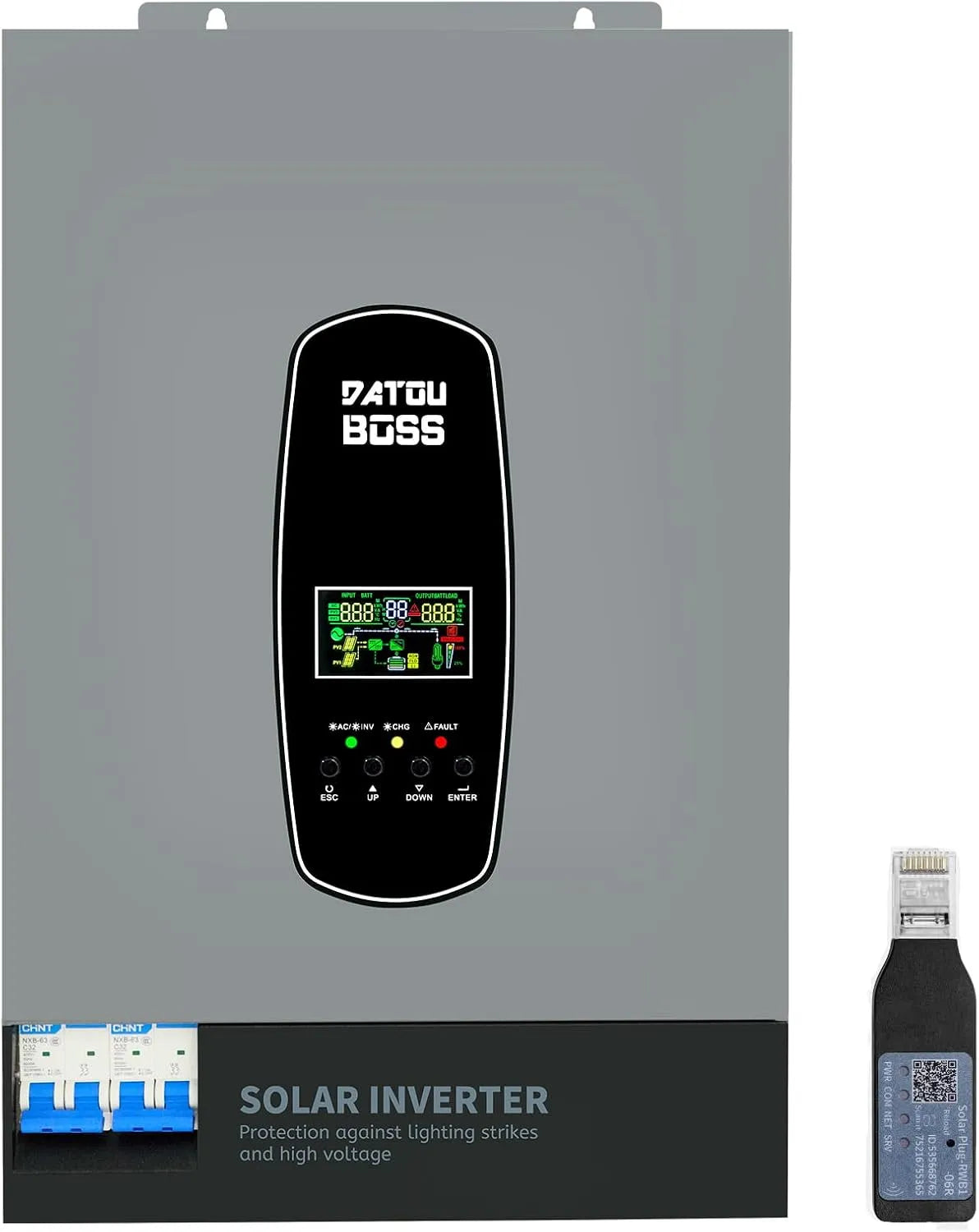 Onduleur solaire hybride et convertisseur-chargeur MPPT, 6200W, sans batterie, alimentation solaire, avec r¨¦gulateur MPPT, 8500W, 48V