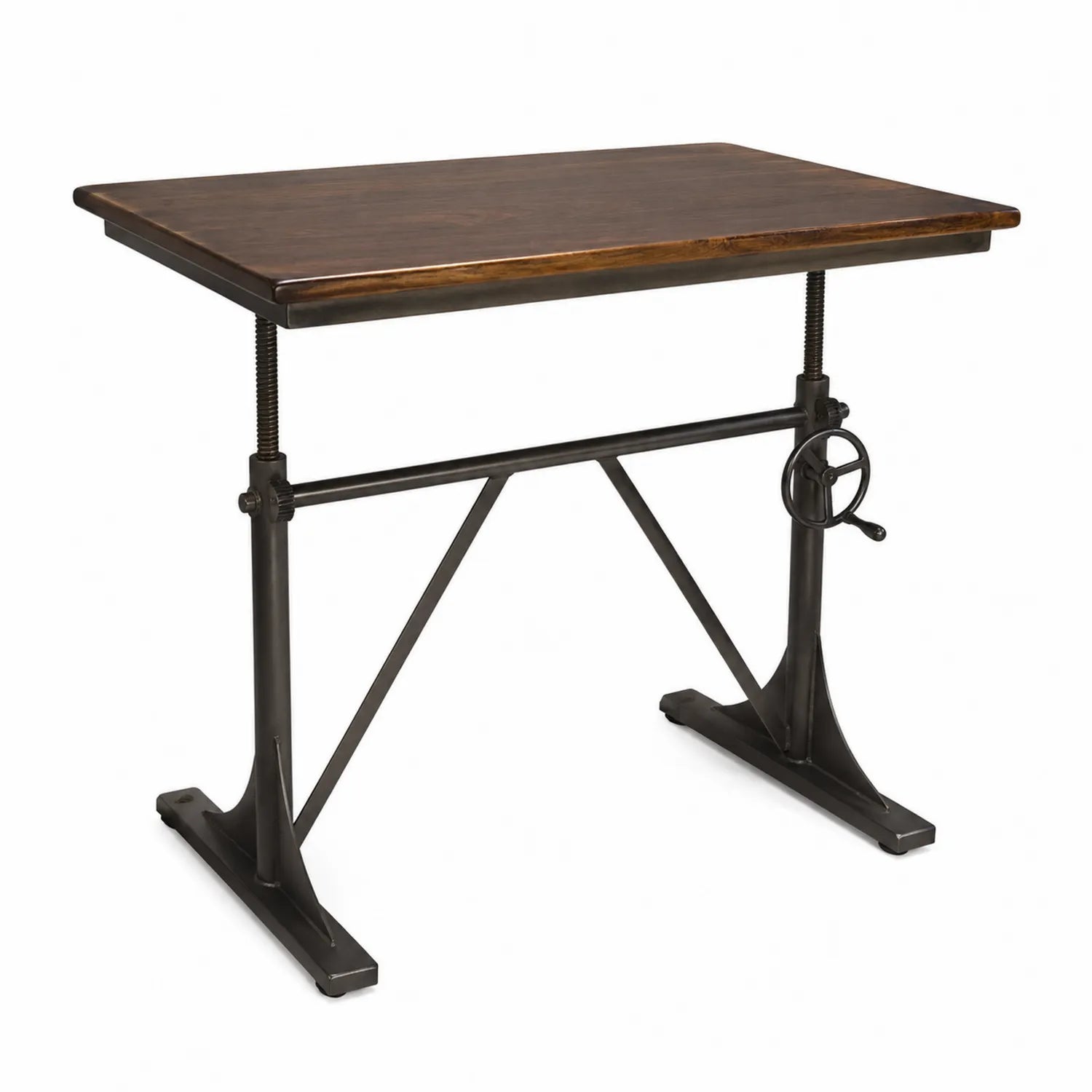 Bureau en bois massif et métal réglable
