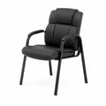 Chaise en métal noir et similicuir avec accoudoirs