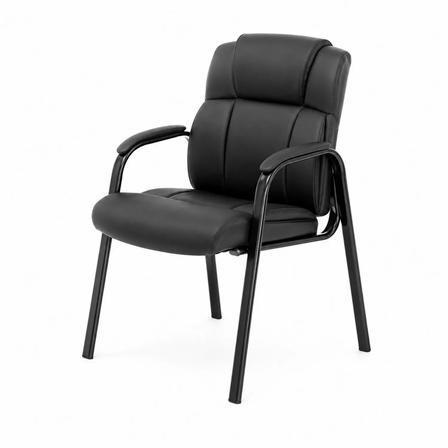 Chaise en métal noir et similicuir avec accoudoirs
