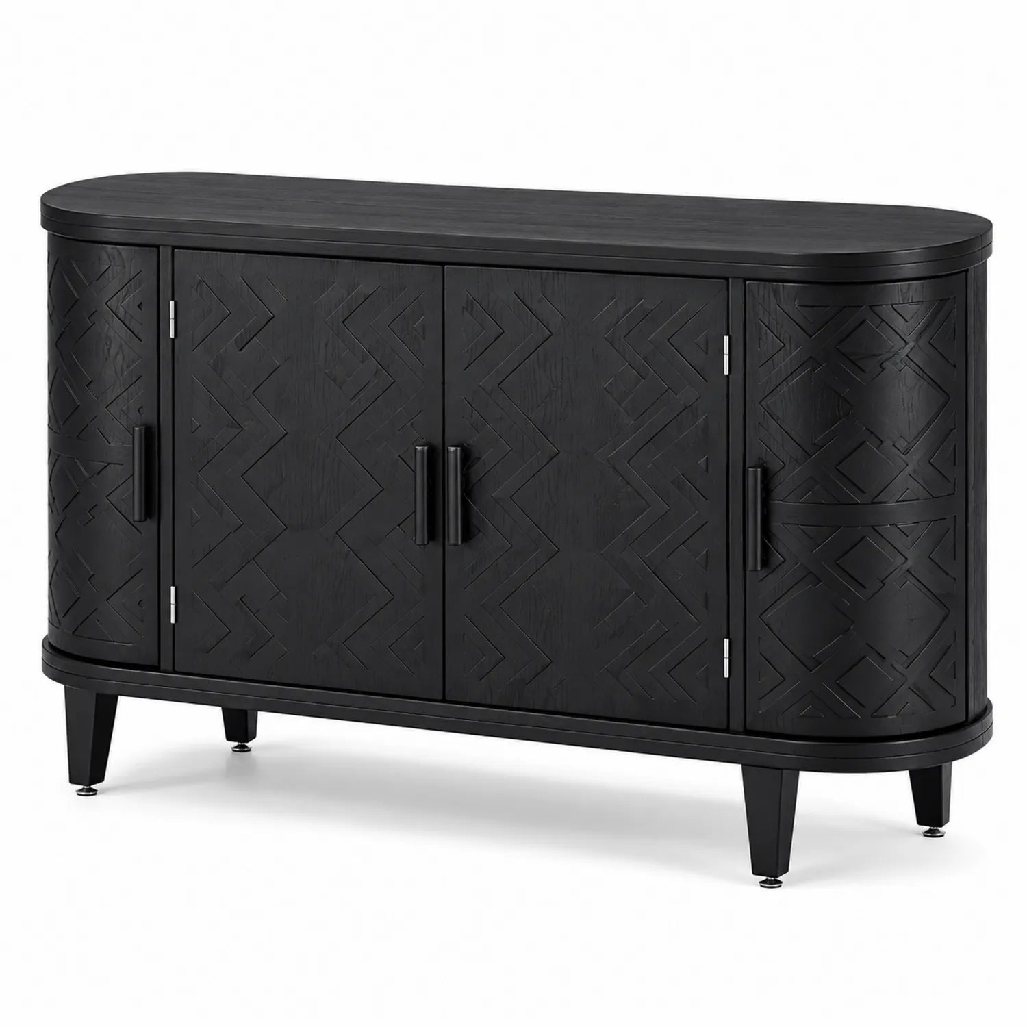 Buffet en bois noir avec motifs sculptés 150cm