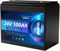 LiFePO4 Batterie lithium LiFePO4 et batterie solaire ¨¤ d¨¦charge profonde, avec BMS, 100Ah, 24V