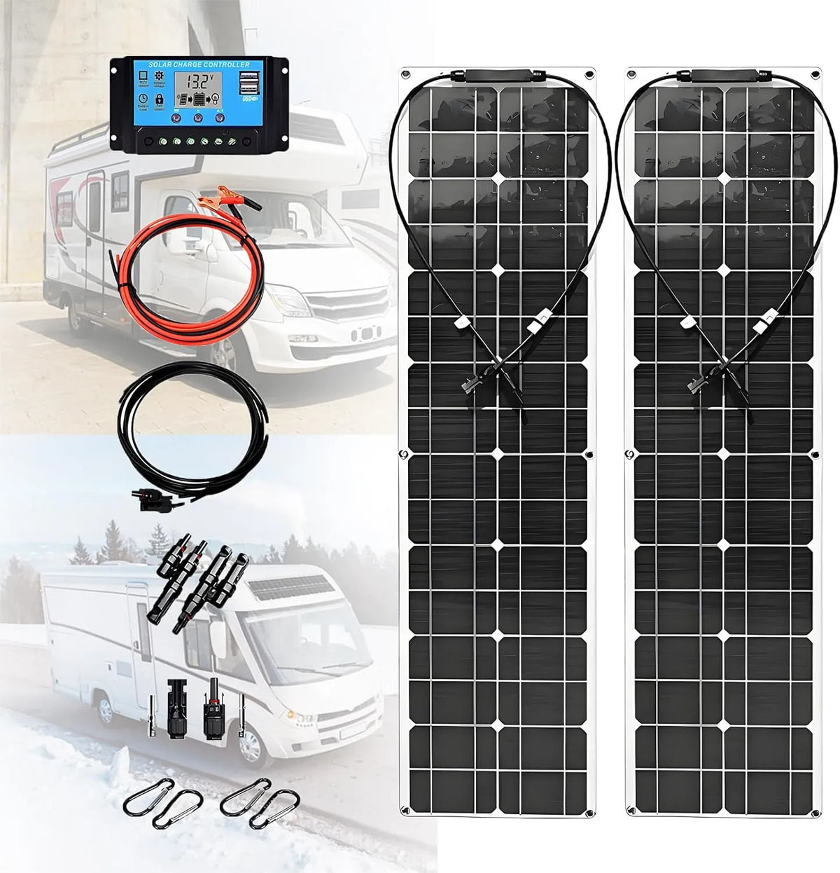 Contr?leur de charge solaire et r¨¦gulateur MPPT, 400 W, 400W, pour camping et camping-car, alimentation solaire, flexible, monocristallin