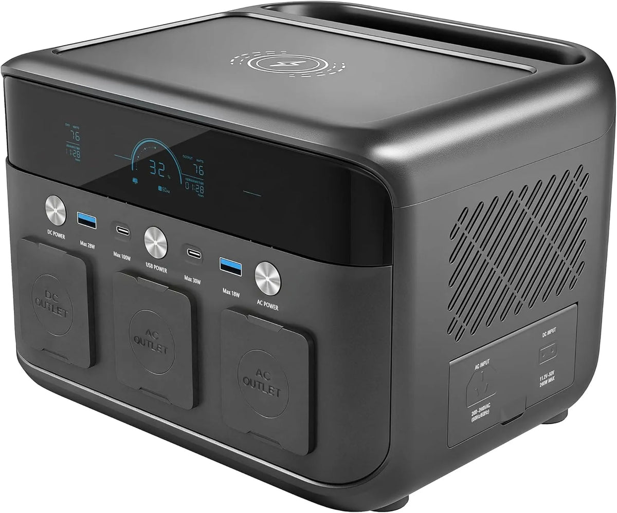 LiFePO4 Station ¨¦lectrique portable et g¨¦n¨¦rateur solaire, avec batterie, 481,6 Wh, 600 W, alimentation solaire, avec USB-C