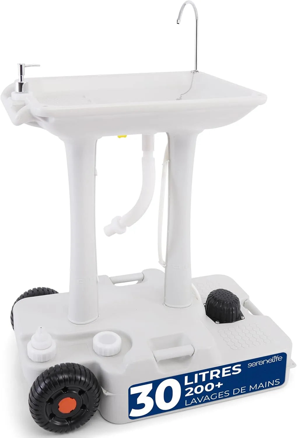 SereneLife ¨¦vier de Camping Portable avec Support pour Serviette et Distributeur de Savon - Support de Lavabo avec Roulettes