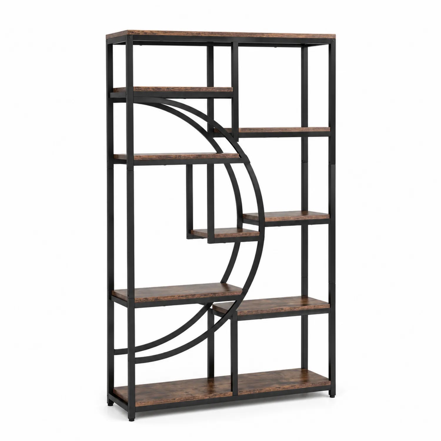 Étagère bibliothèque en métal et bois MDF noir 180x120x30 cm
