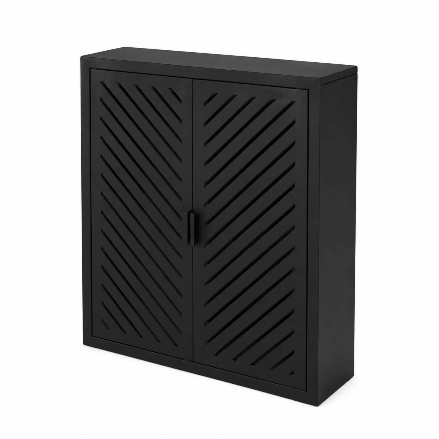 Armoire murale noire en métal avec portes à lattes