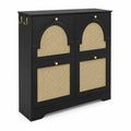 Armoire de rangement en bois avec portes en cannage