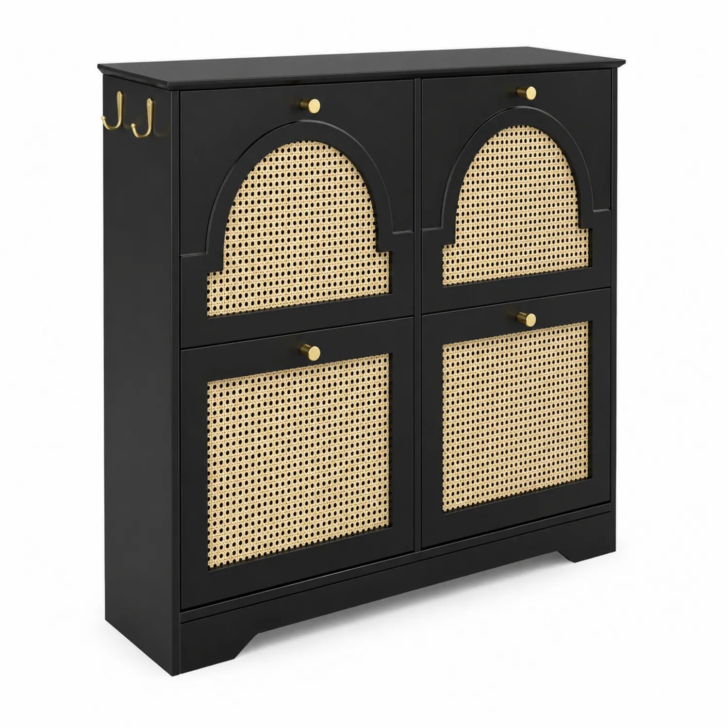 Armoire de rangement en bois avec portes en cannage