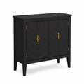Buffet 2 portes en bois noir avec détails métalliques dorés