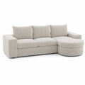 Canapé d'angle en tissu bouclé Beige avec méridienne droite