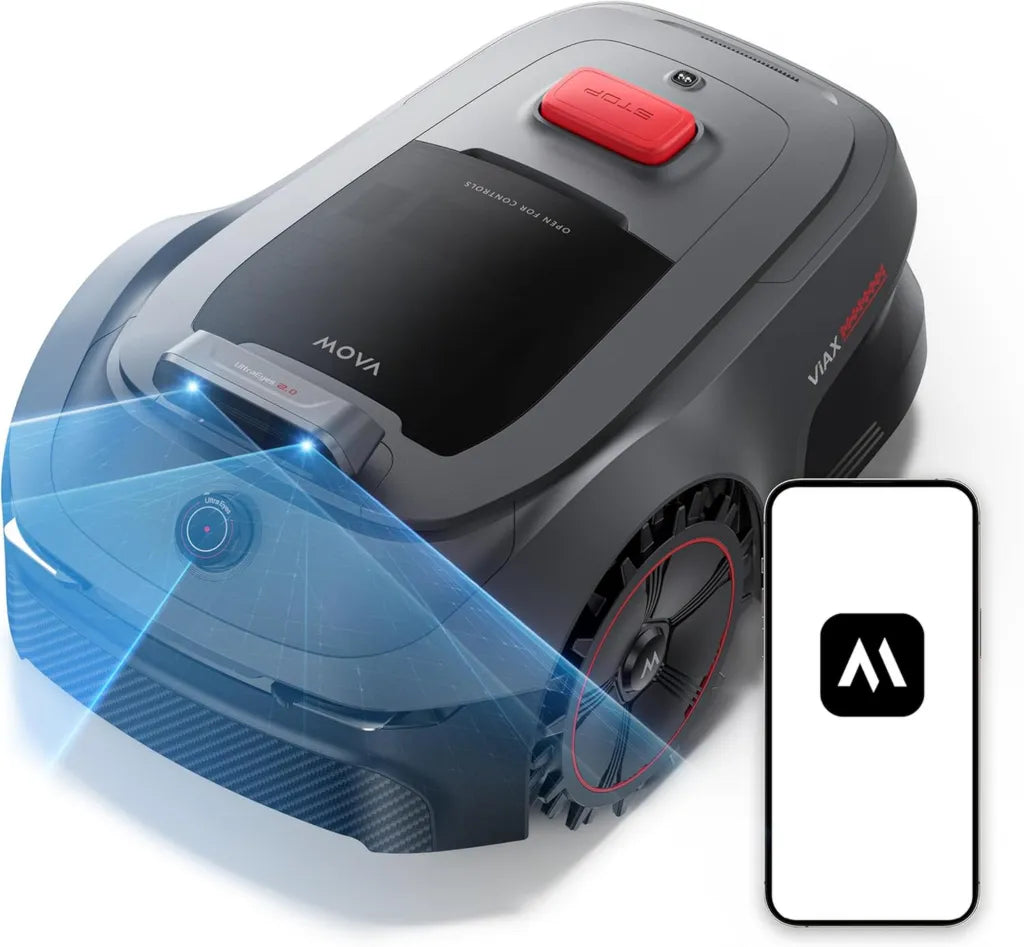 Robot Tondeuse Intelligente MOVA ViAX 500, Surface Jusqu'¨¤ 600 m2, Cartographie IA, Technologie LiDAR 360¡ã et Vision IA, ¨¦vitement d'Obstacles, Trajectoire Optimis¨¦e, Coupe de Pr¨¦cision, Application Mobile