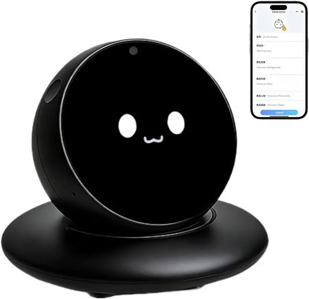 Assistant Vocal IA Int¨¦gr¨¦ pour Tableau de Bord, Compagnon ¨¦lectronique Interactif, Gadget de Voyage Mignon, Commande Vocale Mains Libres pour Adultes (Noir)