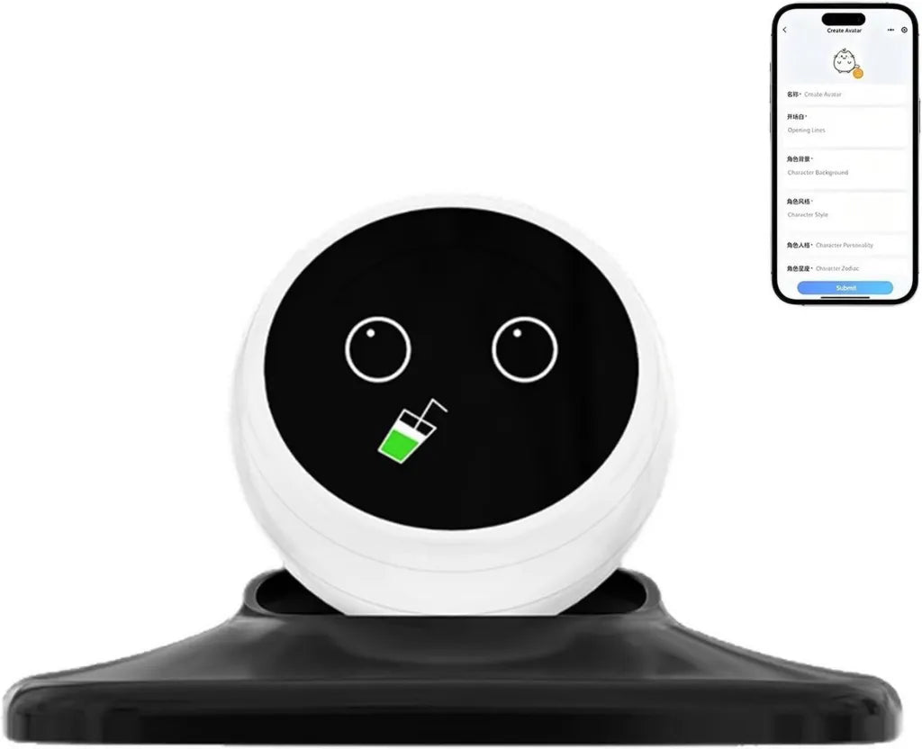 Robot Intelligent Interactif avec Commande Vocale ¨C Compagnon ¨¦lectronique et Gadget pour Voiture avec Support Magn¨¦tique (Noir)