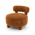 Fauteuil en tissu marron avec dossier incurvé, 80x70 cm