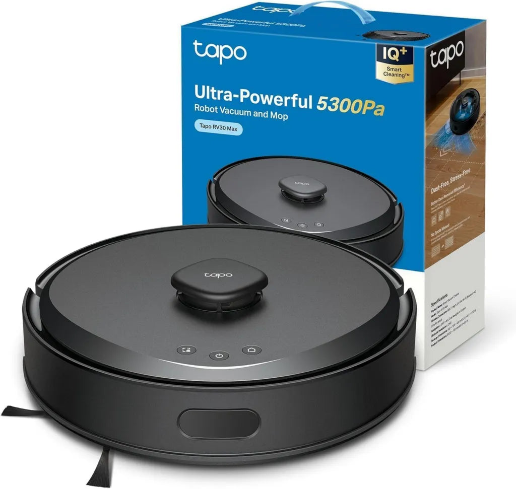 Aspirateur Robot Tapo RV30 Max, 5300 Pa, Navigation LiDAR et IMU, Compatible Alexa et Google Assistant