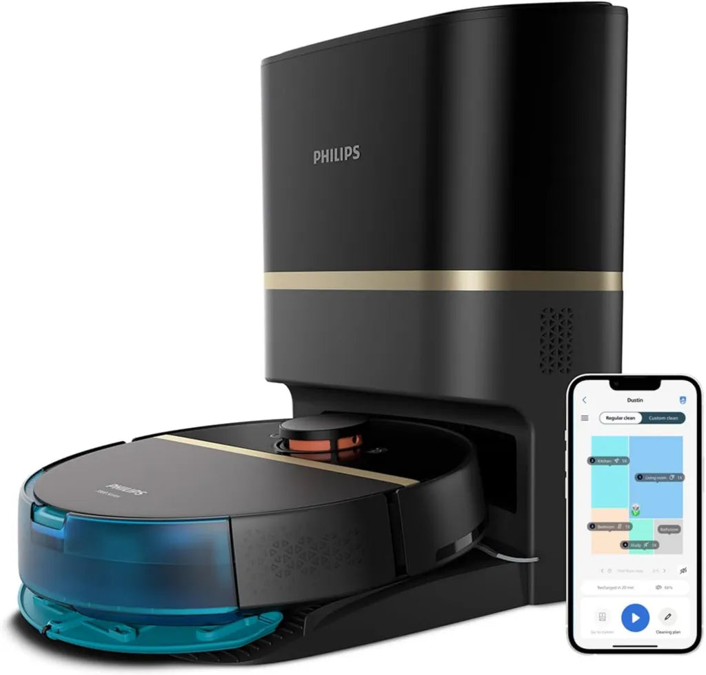 Philips S¨¦rie 7000 Robot Aspirateur Laveur, Puissance 5000 Pa, D¨¦tection Objets, Station Intelligente, Adapt¨¦ Tapis et Animaux, Connectivit¨¦ App, Noir